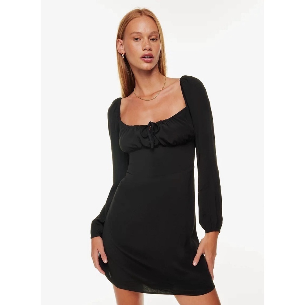 Sunday Best | Delilah Longsleeve Milkmaid Mini Dress Black XS Aritzia